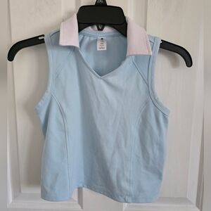 Yogalicious Girls Lux Monica Polo Tank Blue White Athletic Sleeveless Size LG 12